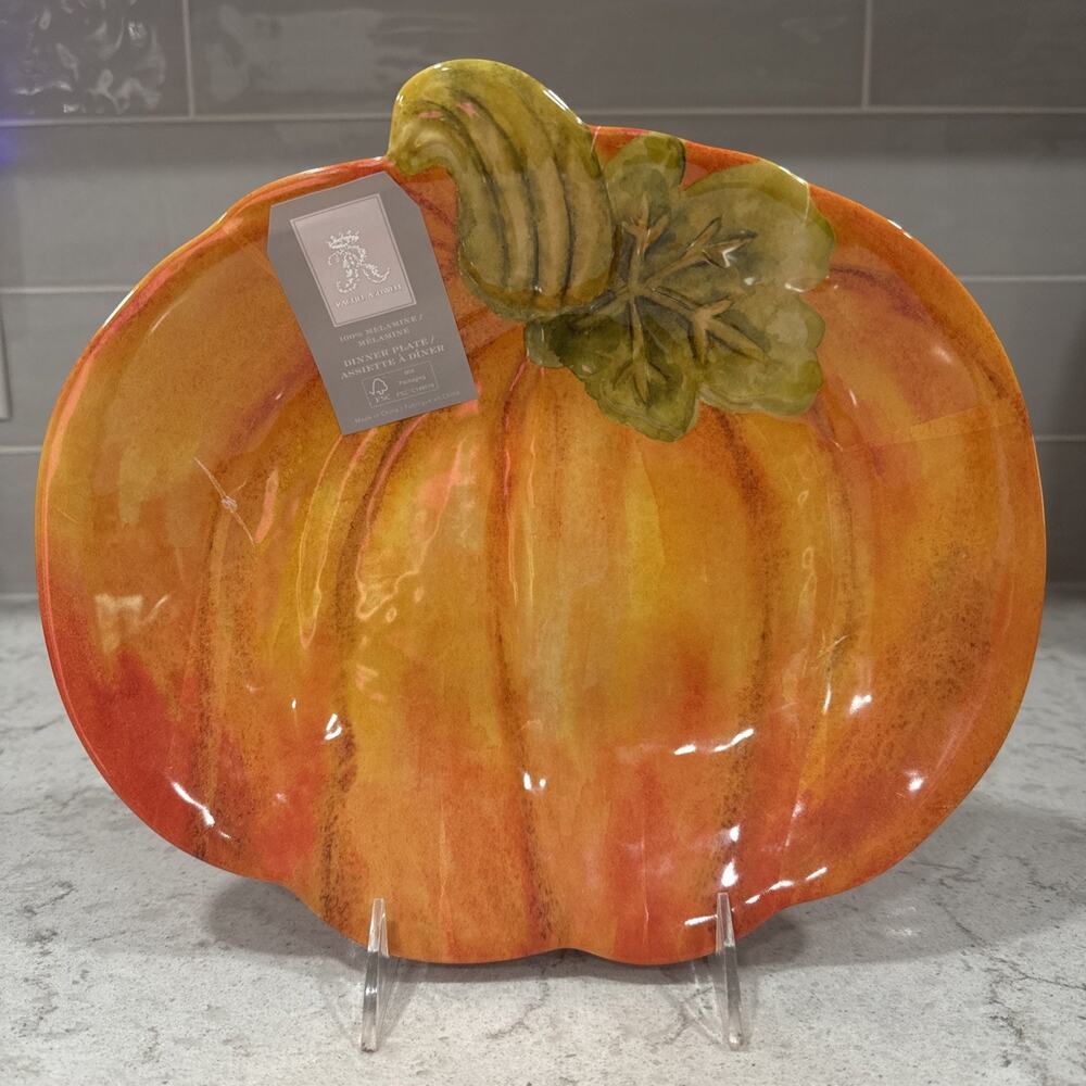 Rachel Ashwell 10.5” Melamine Pumpkin Harvest Thanksgiving Fall Serving Bowl NEW